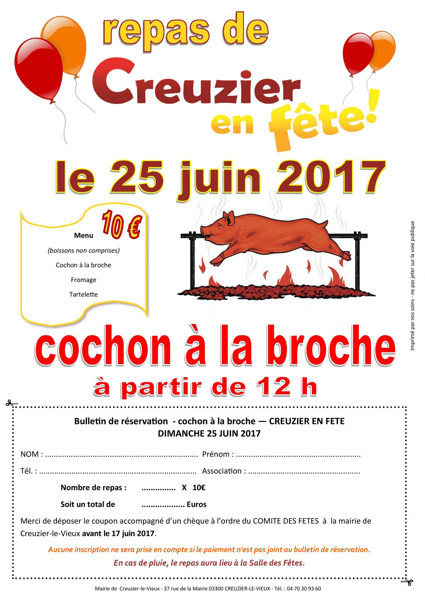 Repas bulletin de reservation